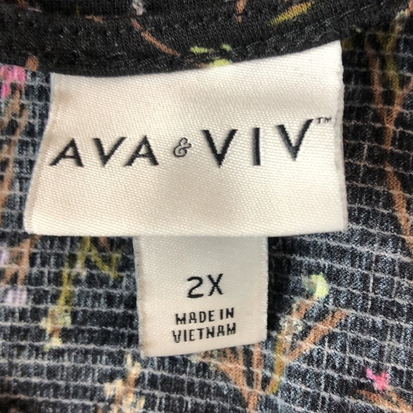 Ava & Viv Black Floral Peasant Shift Dress Size 2X - Picture 6 of 12